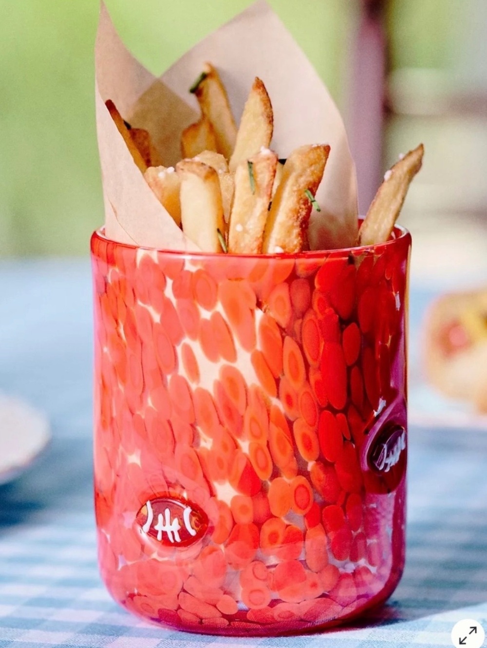 NEW Anthropologie Icon Juice Glass Confetti Red Football